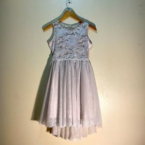 Embroidered Mesh Light Beige Dress